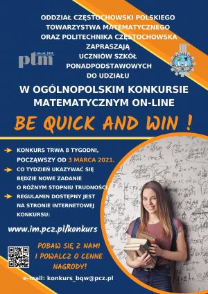 Ogólnopolski Internetowy Konkurs Matematyczny BE QUICK AND WIN !